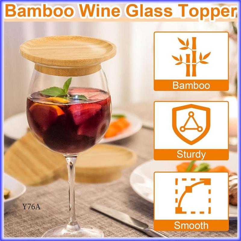 5Pcs Wine Glass Charcuterie Topper, Wine Glass Charcuterie Board Topper, Bamboo Wine Glass Topper For Family Gatherings