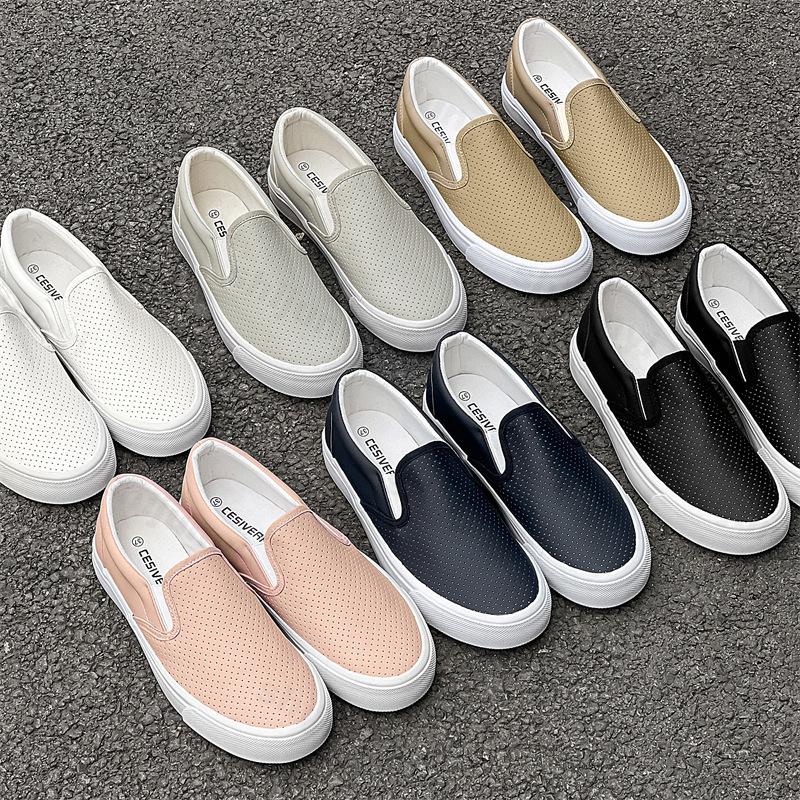 2025 Spring Mesh Breathable White Flat Shoes Women's Non Slip Sports Casual Shoes Lace-up Comfortable Slip On Vulcanized Shoes