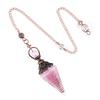 1pc Natural Stone Pendulum Necklaces Hexagonal Cone Crushed Stone Amethysts Rose Quartz Pendant Jewelry Accessories