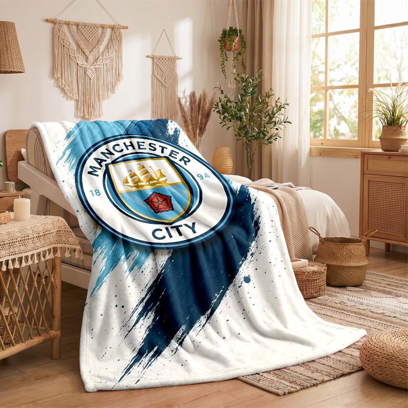 Manchester City Print Flannel Blanket Soft Warm Sofa Bed Throw Blanket For Home Office Bedroom
