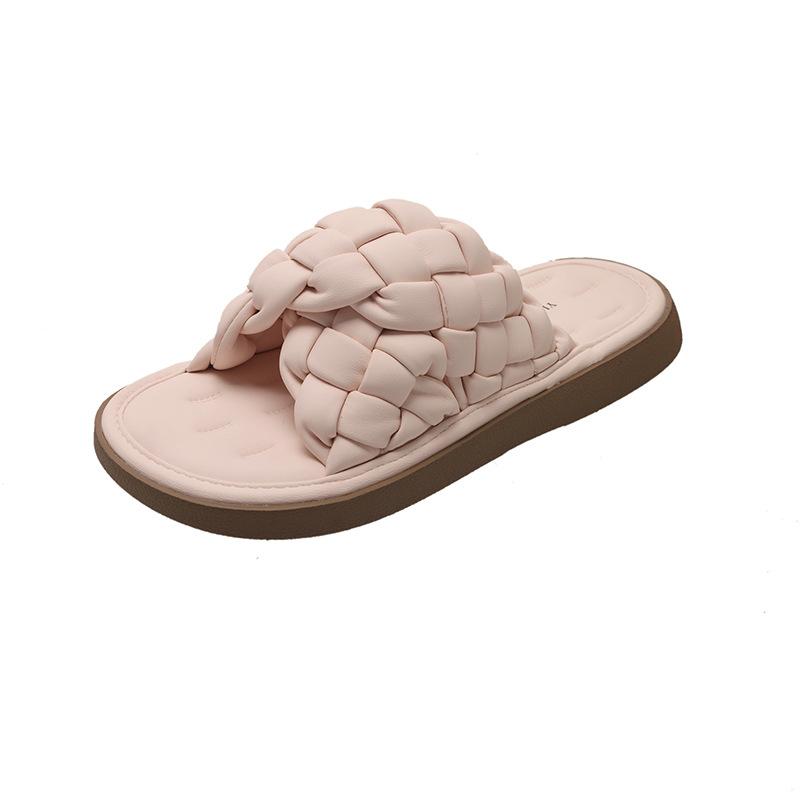 

2025 summer woven sofa mop silver cross with slippers women s soft bottom summer wear handmade one-word mop 40 рожевий