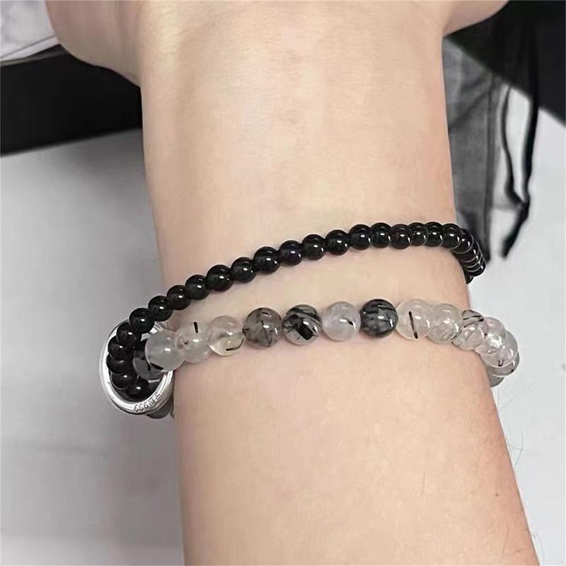 New Chinese Style Double-Layer Peace Lock Bead Bracelet High Value Couple Bracelet