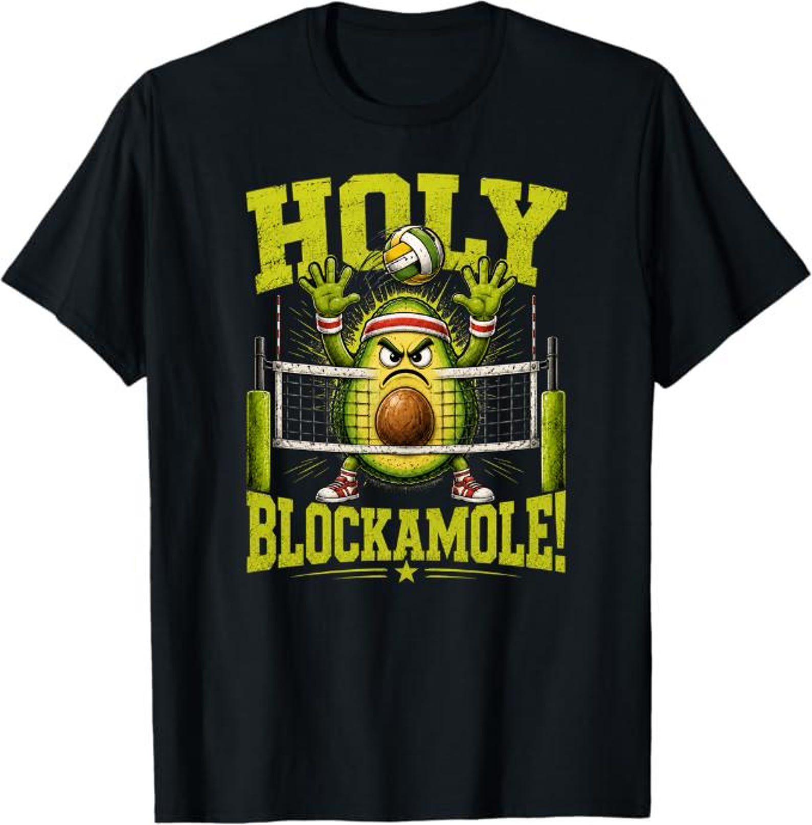 Holy Blockamole T-Shirt, Funny Volleyball Avocado Gift, Cute Sports Lover Graphic Tee, Guacamole Player Shirt 3XL