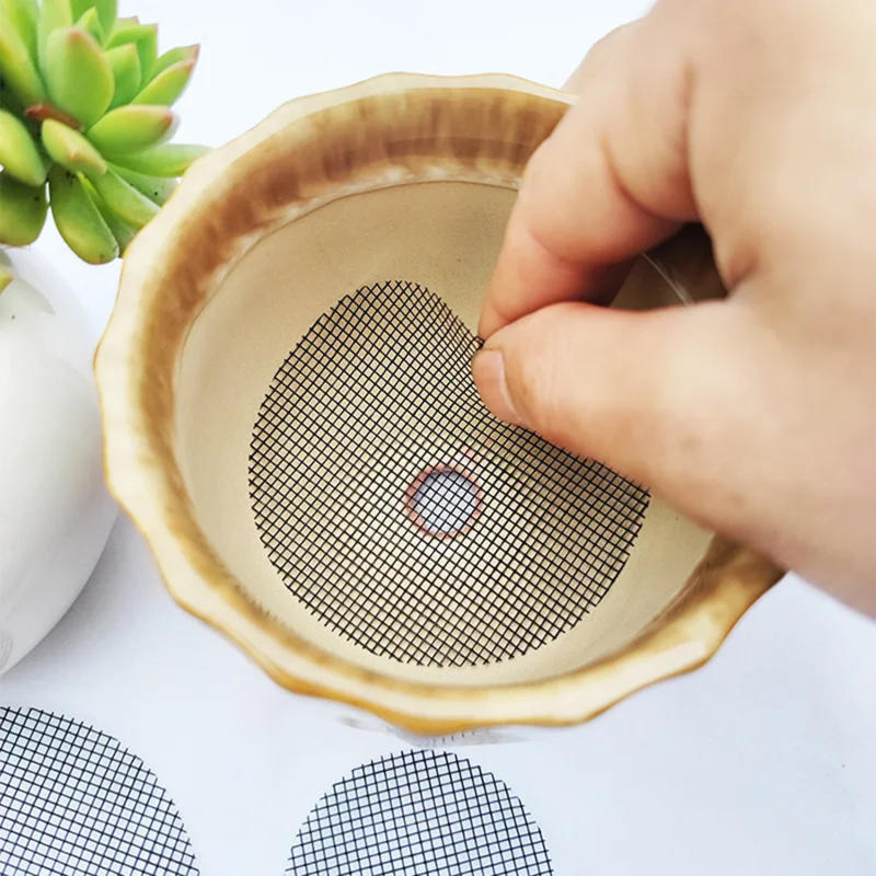 50 Pcs Flower Pot Hole Mesh Pad Breathable Bonsai Mesh Drainage Screens Bonsai Pot Bottom Grid Mat Drainage Mesh Hole Screen