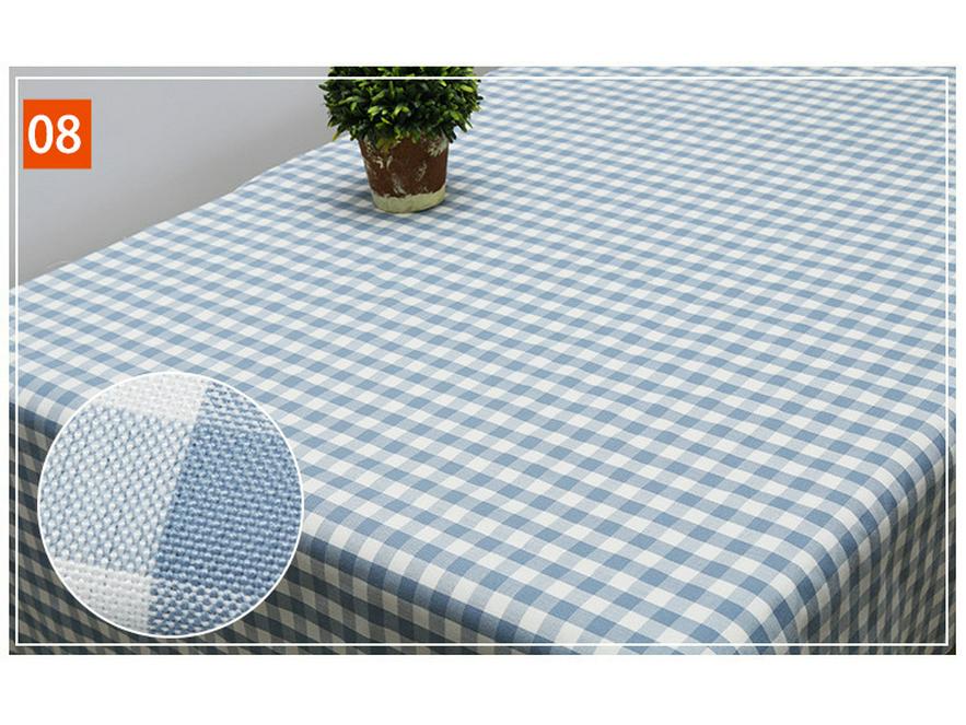 Plaid Cotton Linen Tablecloth and Cushion Fabric Set