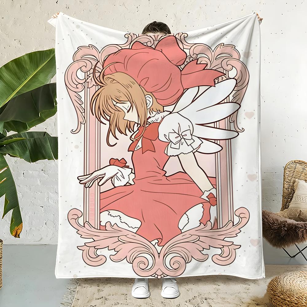 Anime C-Cardcaptor Sakura Throw Flannel Throw Blanket,Bed Home Office Nap Blanket Travel,Camping,Picnic Blanket Soft Decor