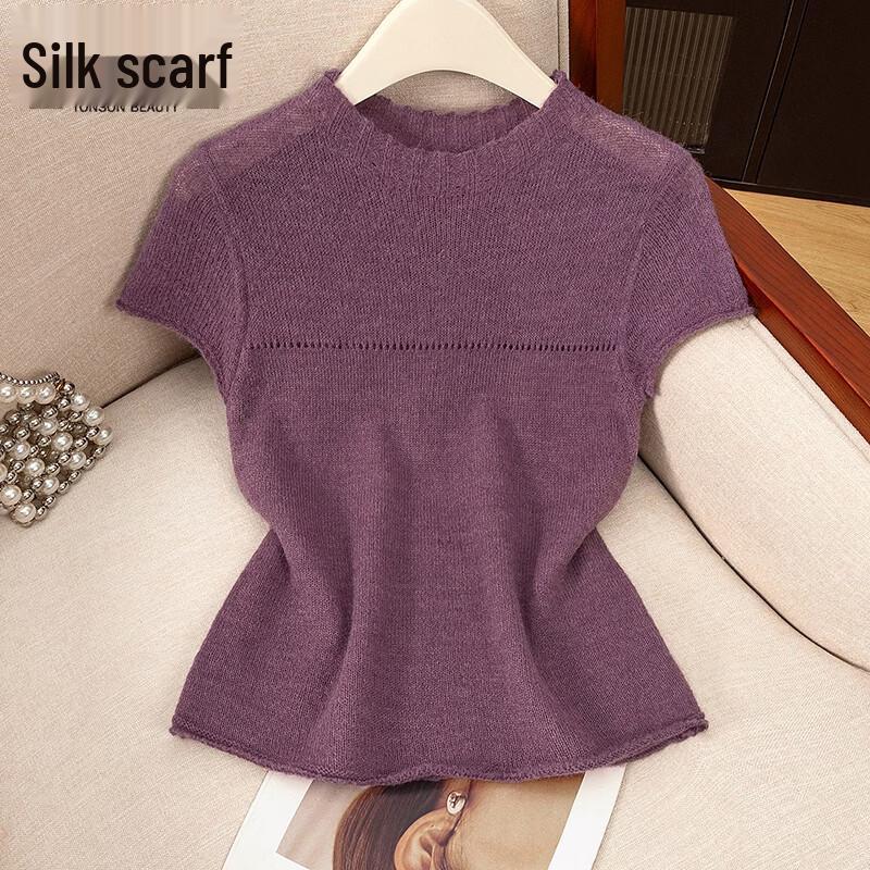 Women s Round Neck Wool Blend Knit Top S