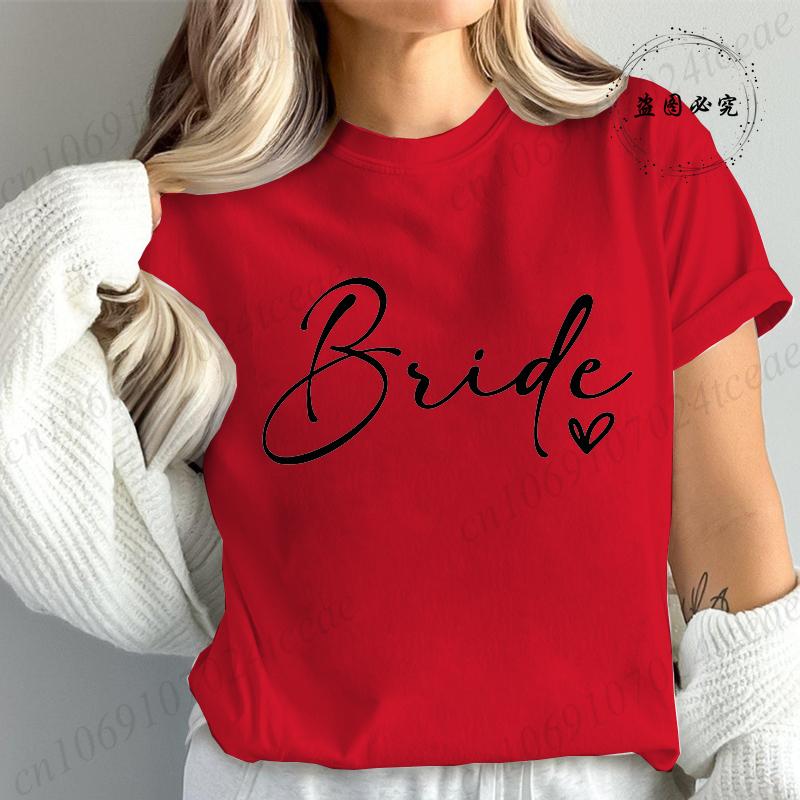 Bridesmaid Print T Shirt for Women Bachelorette Party Fashion Streetwear Tops Vintage Bride Team Tees Tshirt Gifts TT01
