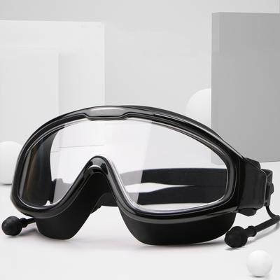 Adult Large Frame Swimming Goggles With Earplugs, Male And Female, Professional, High-definition, Anti Fog, Silicone