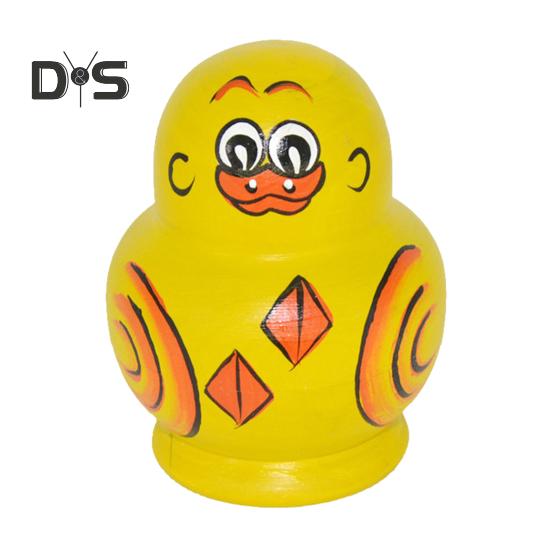 10Pcs/Set Yellow Duck Russian Nesting Doll 10 Layers Handmade Wooden Matryoshka Animal Stacking Toy Desktop Figurine Decoration Birthday Gift