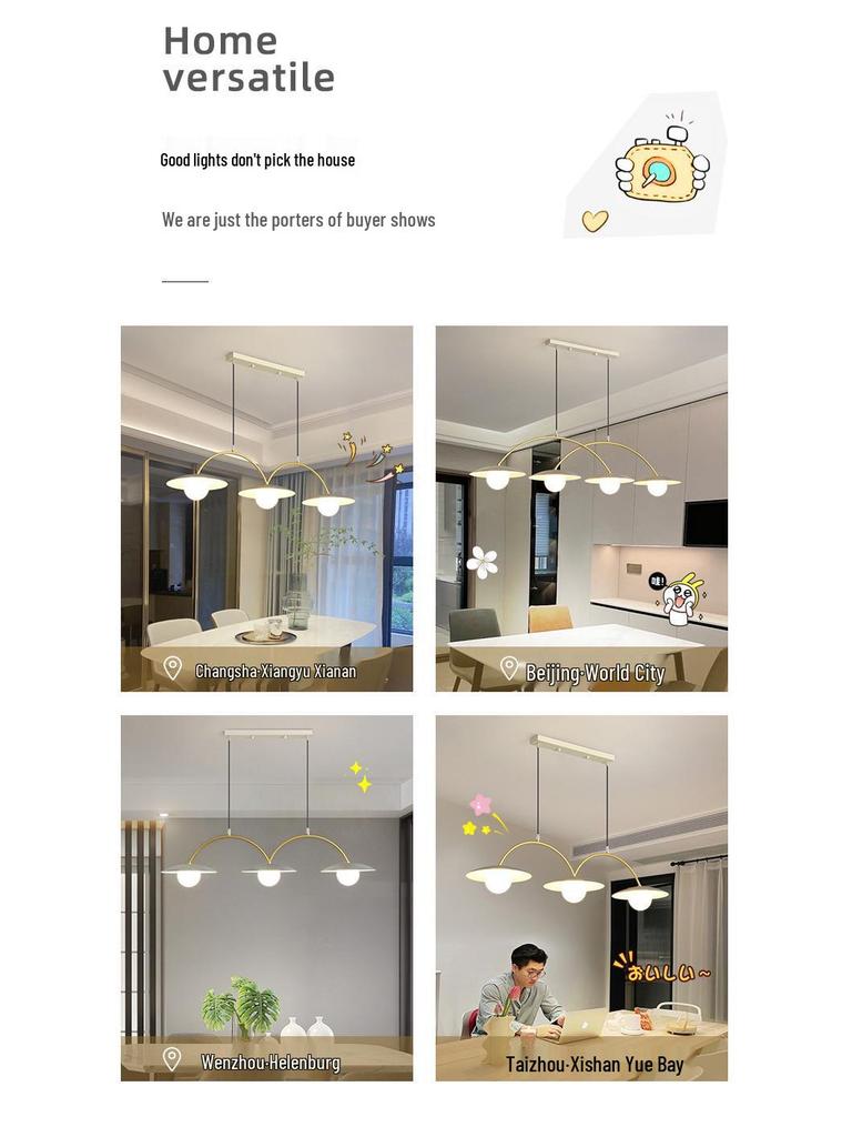 Nordic Minimalist Restaurant Chandelier - Modern Cream Bar Light for Dining Table