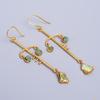 Natural Ethiopian Opal Gold Plated Drop Dangle Electroformed Earrings Jewelry V-72