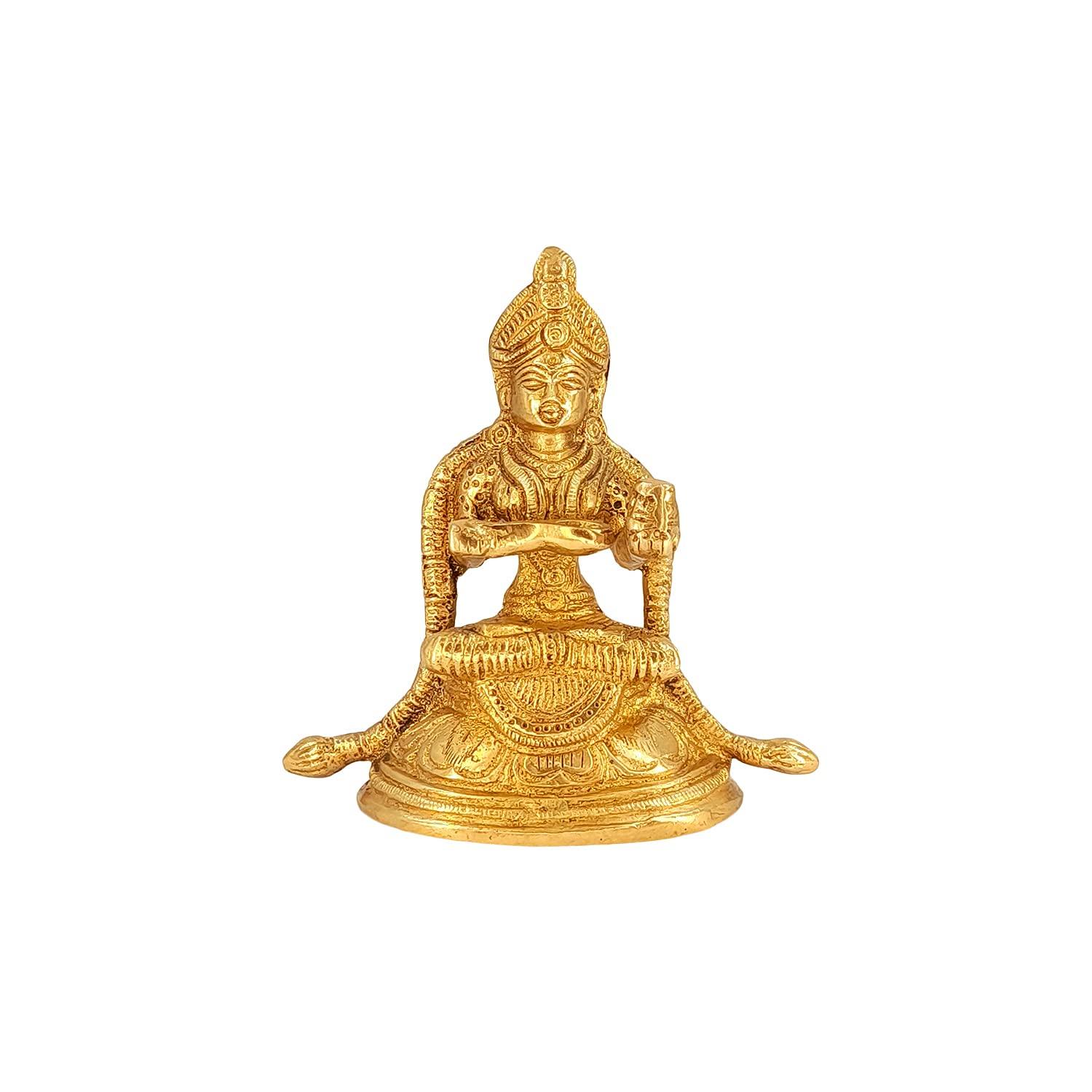 Pure Brass Annapurna Devi Idol, Traditional Home Decor Showpiece - 4 Inches