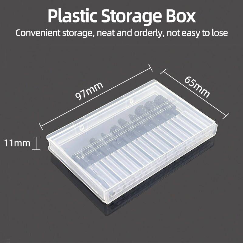 Mini Transparent Plastic Tool Storage Container 20-Hole Parts Box for Rotary File Milling Cutter Nail Tool Polishing Organization