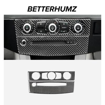 For BMW E60 5 Series 2004-2010 Carbon Fiber Center Console Air Conditional CD Trim Stickers Tuning Car Interior Accessories