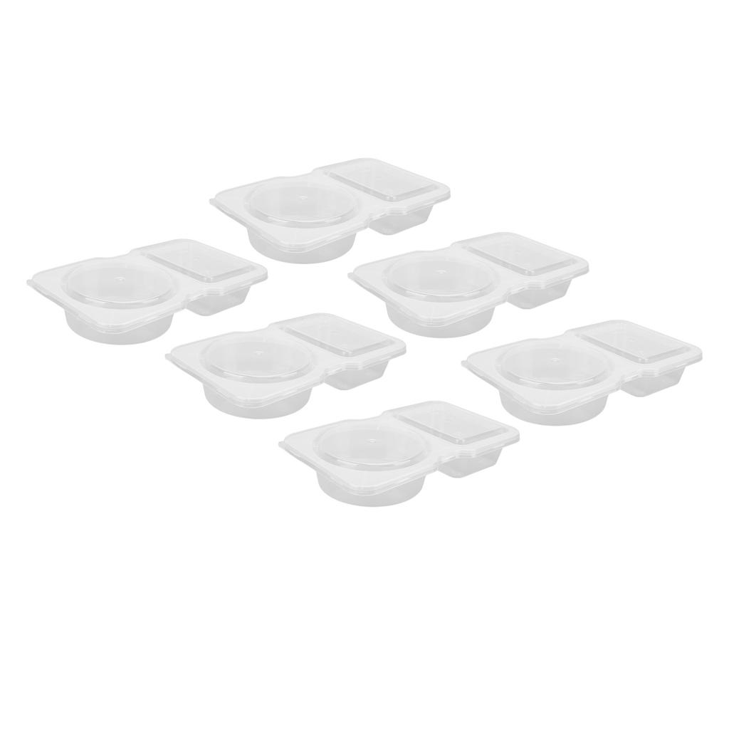 20 Pcs Double Compartment Condiment Container Leak Proof Clear 2 Compartment Snack Containers with