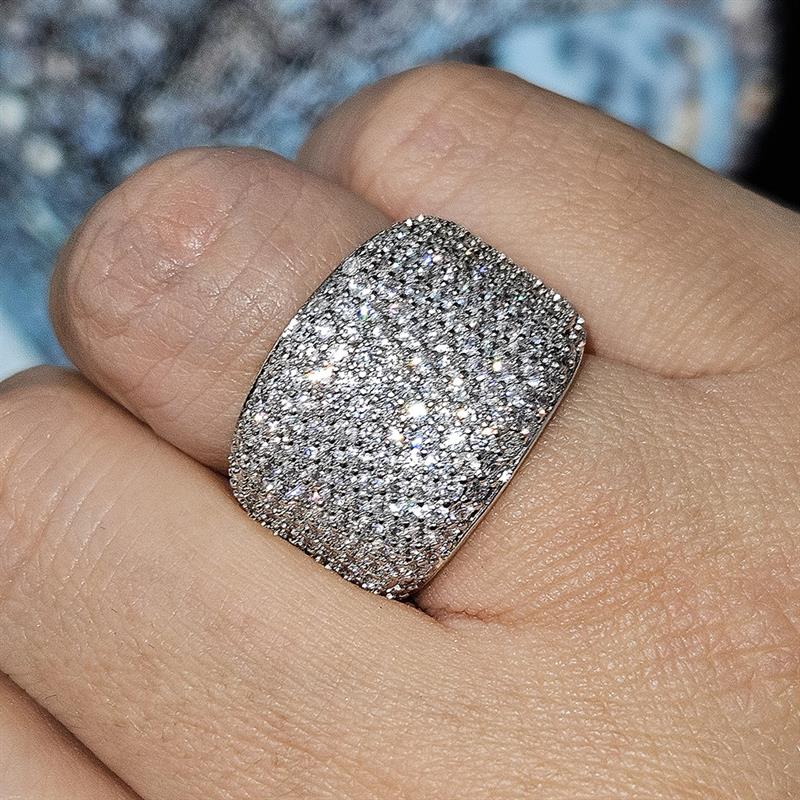 Huitan CopperColor Women Ring Full Sparkling Cubic Zirconia Fashion Versatile Wedding Party Elegant Accessories Lady Jewelry