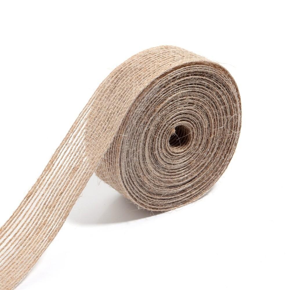 Solid Color Jute Burlap Ribbon Brown Color Rustic Ribbon Spool Burlap Fabric Ribbon for DIY Craft 1cm*2m