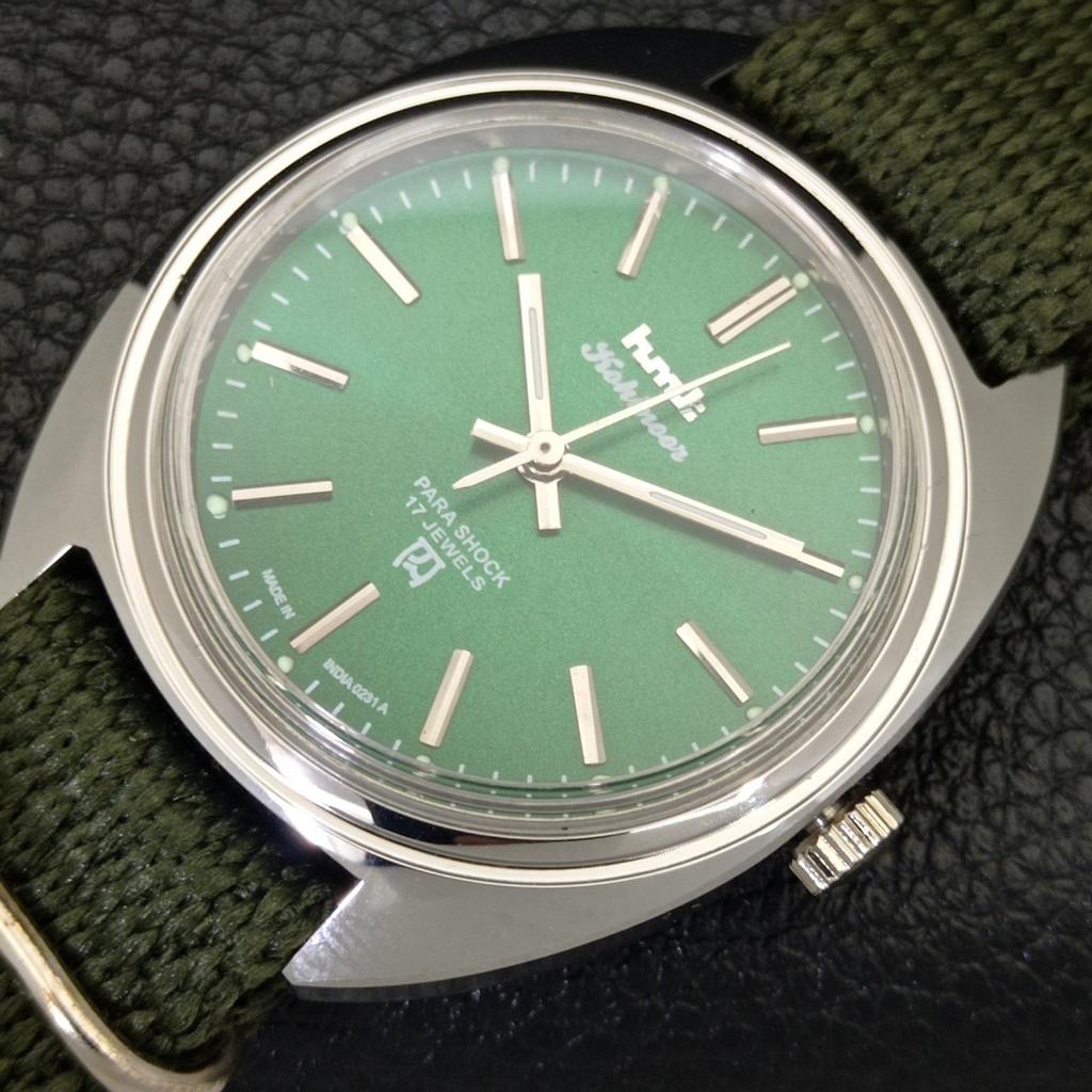 INDIAN VINTAGE HMT KOHINOOR HAND-WINDING MENS GREEN COLOR DIAL WATCH A440967-4