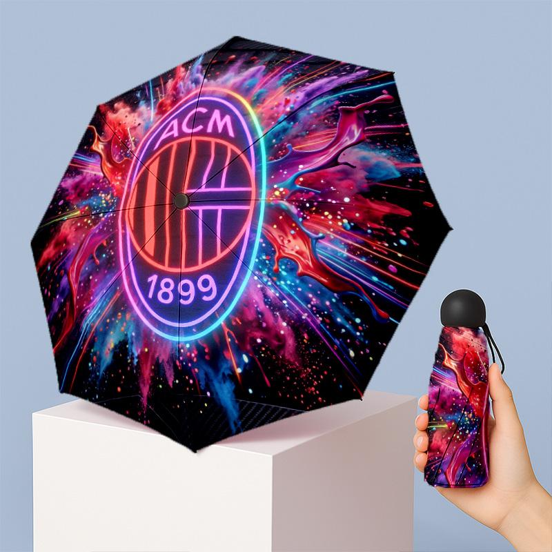 AC Milan Pattern Printed Mini 5 Folds 8 Ribs Compact Umbrella Windproof Waterproof Lightweight Portable Folding