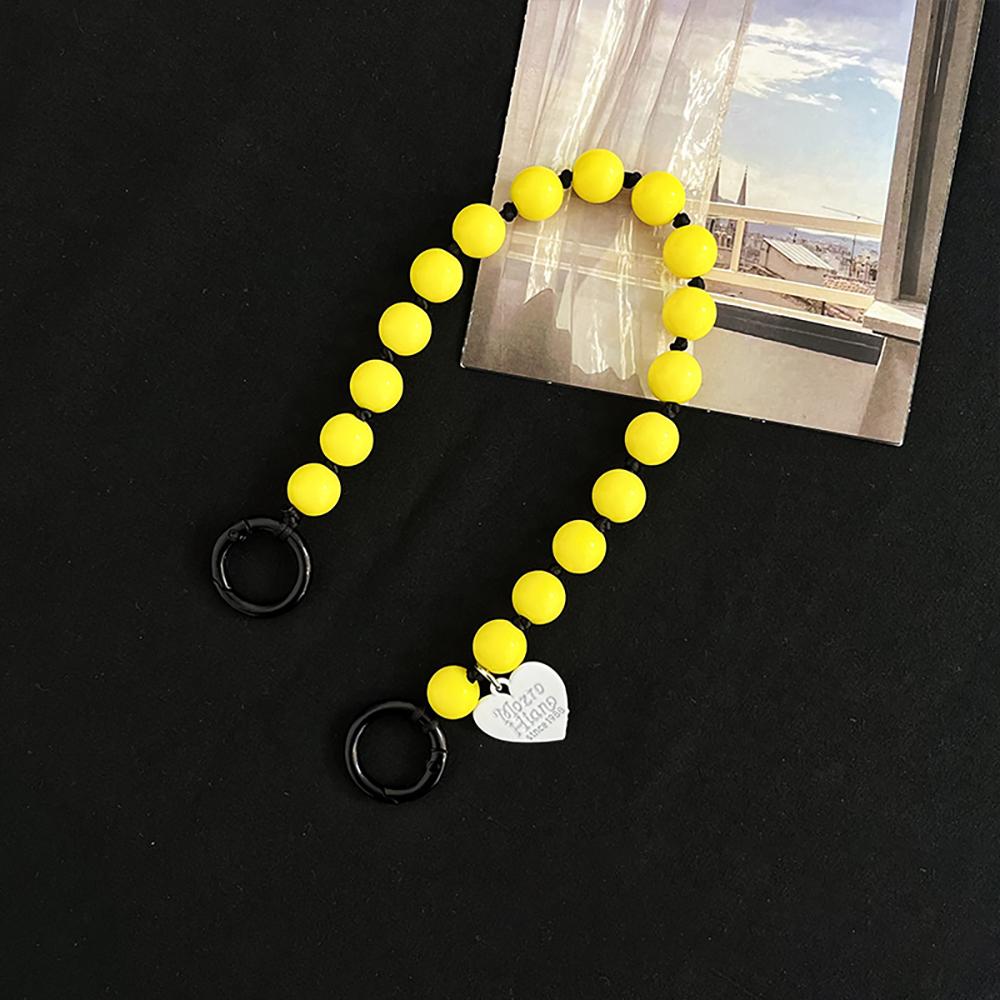 

Korean Colorful Love Heart Beaded Phone Chain Pendant Charm Strap Cord Keychain For iPhone Keyring Bag Girl Hanging Rope Women