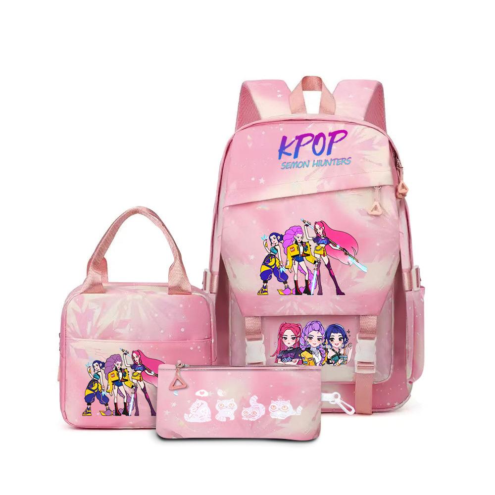 School Season Printed Student Schoolbag Backpack Shoulder Pencil Bag Three-Piece Set