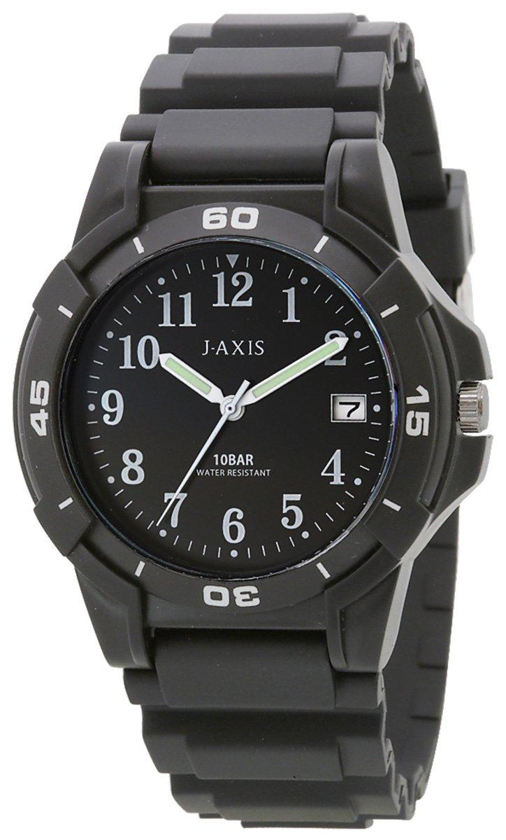 

Wristwatch 10 ATM Water Resistant Date Display Easy to Read Dial Light Black [J-Axis] NAG50-BK