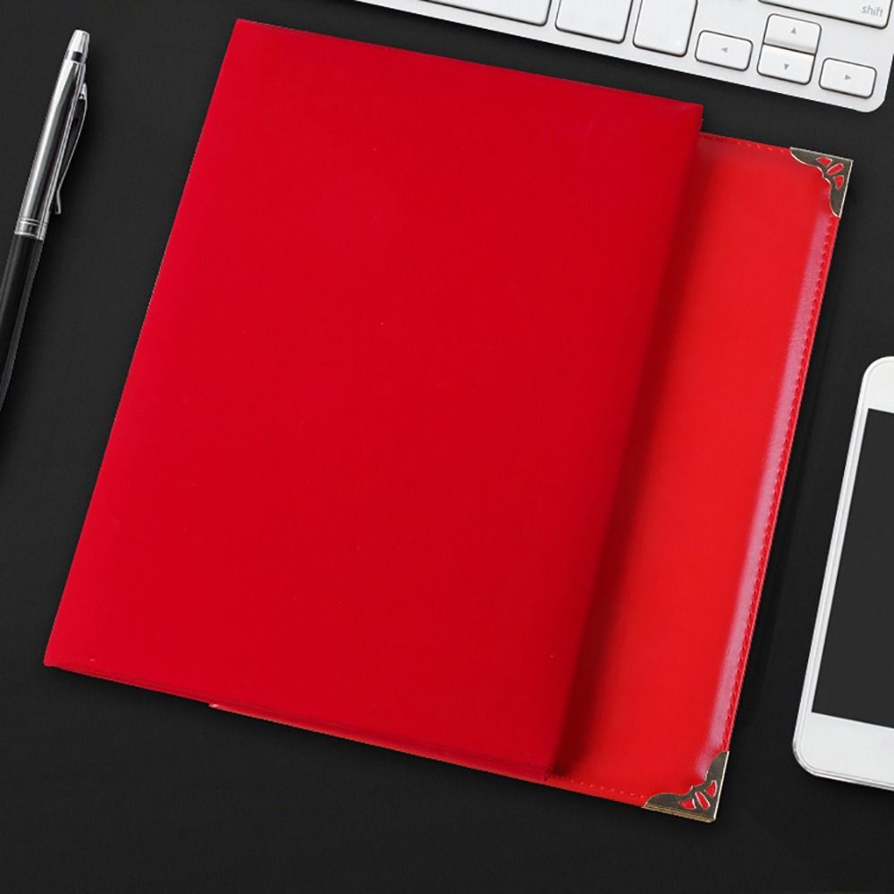 1Pcs Thicken A3 A4 Paper Hardcover Plush Surface File Page Folder  Signing Contract