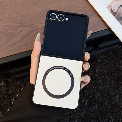 Luxury Leather Magnetic Matte Soft Phone Case for Samsung Galaxy Z Flip 7 6 5 4 3  For Magsafe Wireless Charge Protective Cover