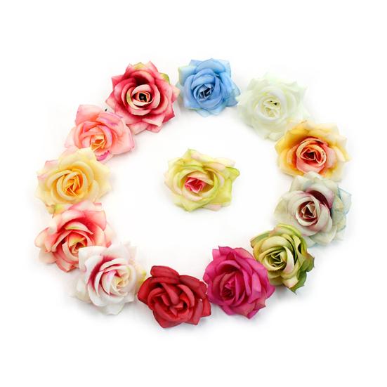 10шт искусственная роза шелковый цветок голова DIY свадебный рождественский венок ремесло — фото 6
