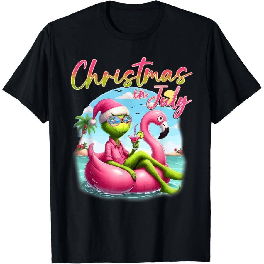 Christmas In July Shirt Boys Kid Santa Palm Tree Summer Xmas T-Shirt S