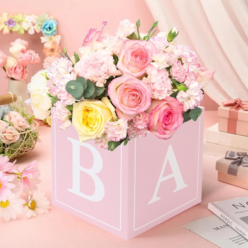 Caixas de Flores para Presente Aniversário Decoração de Festa Revelação de Gênero para Casa Caixa de Balões de Flores Feliz Aniversário Suprimentos para Festa Chá de Bebê