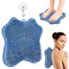 Grattoir de Pied pour Douche Nettoyage en Profondeur Douche, 3 Brossettes et Grattoir pour le Dos (Ventouse Incluse), Feuille d'Exfoliation Douce Mousse Papillon, Bleu, 420g