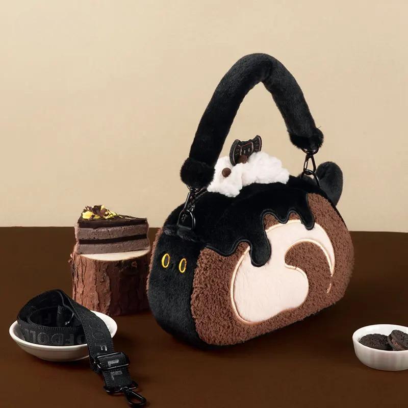 Borsa a tracolla in peluche Lolita carina Borsa a tracolla morbida e dolce con animale imbottito Borsa a mano versatile Kawaii per ragazze
