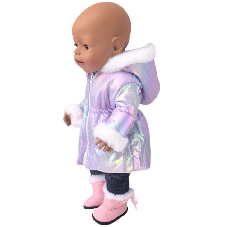 Long Coat Winter Doll Clothes For 18 Inch Girl Dolls Soft Plush Outfit Set Simple Wear Design