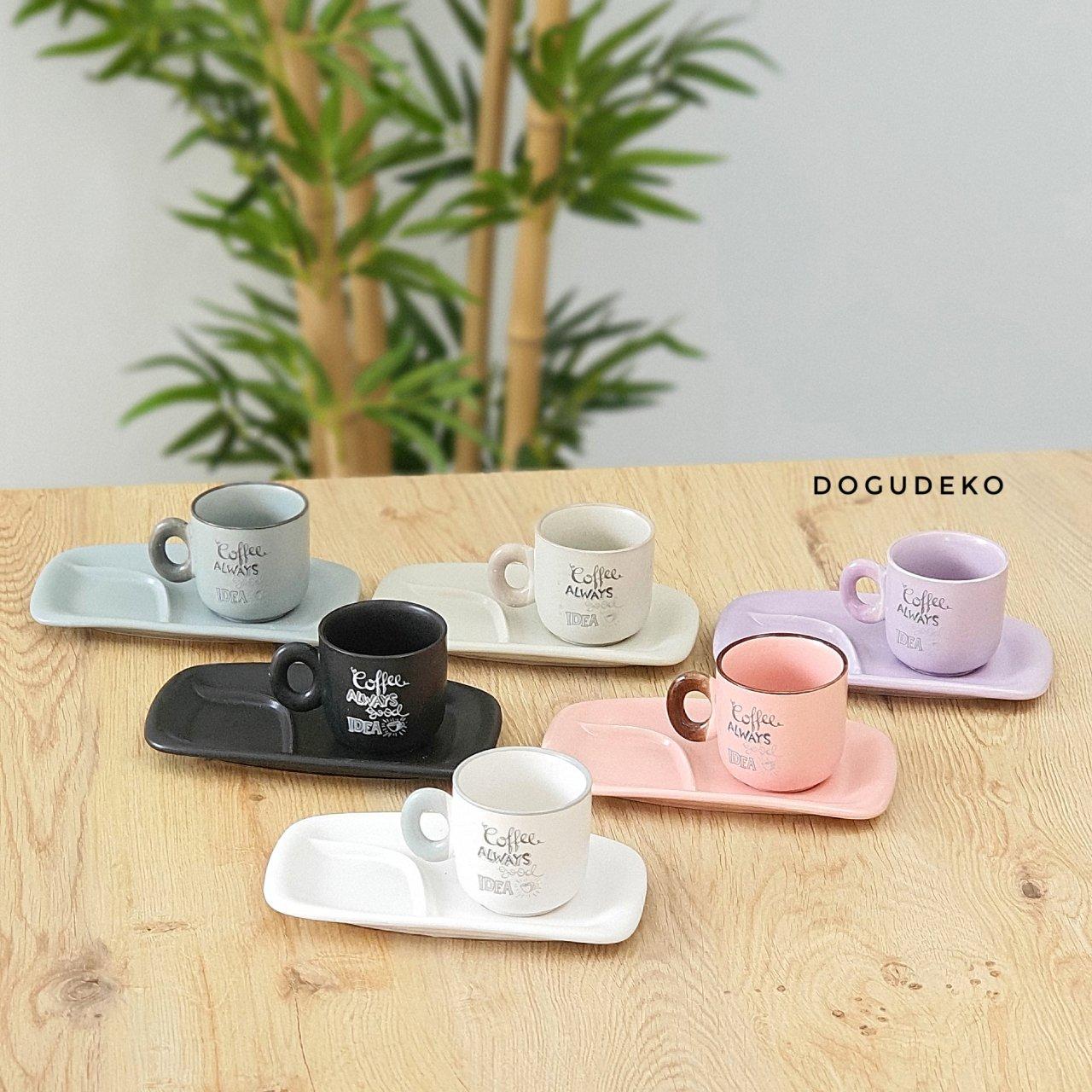 

Керамический набор из 6 сервировочных тарелок и чашек в стиле ретро