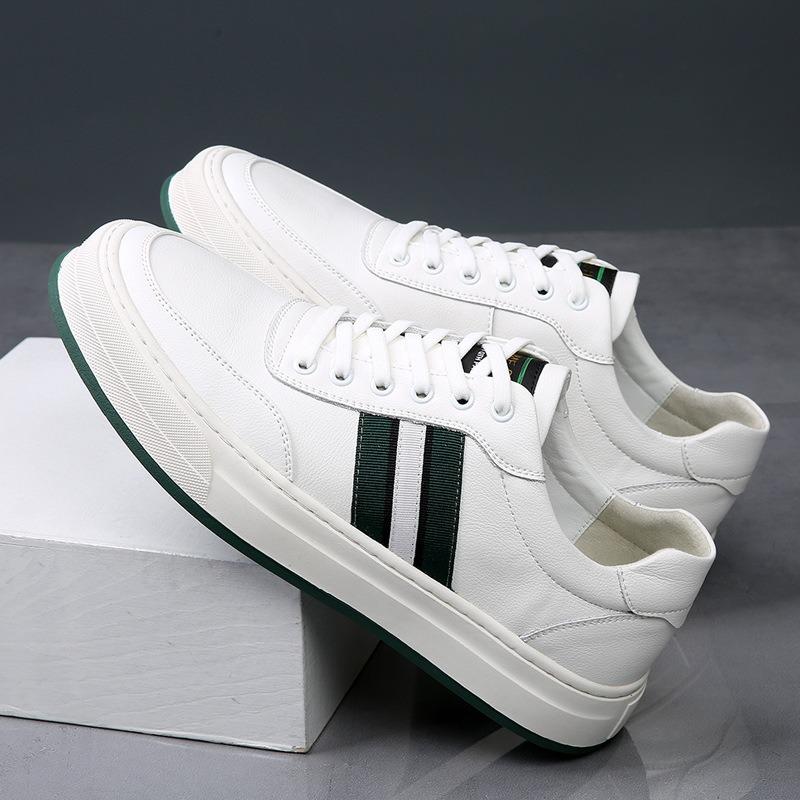 Spring Men's Shoes Breathable Thin New Trendy Shoes Leather Versatile Casual Board Shoes Soft Cowhide White Shoes Men