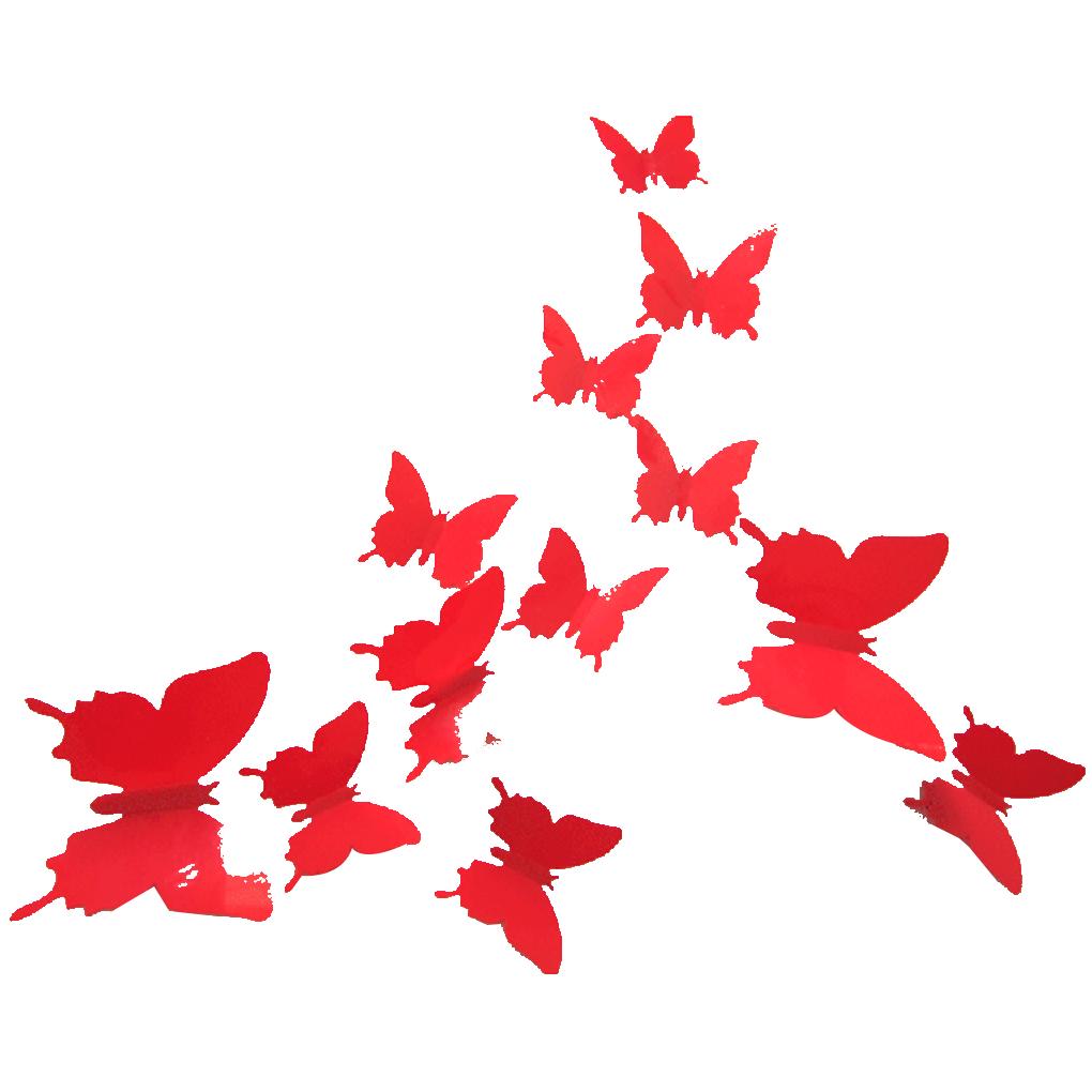 12pcs 3D Stereo ulation Scalewing Bedroom Sticker PVC Decorative Wall Decal Removable Home Decoration