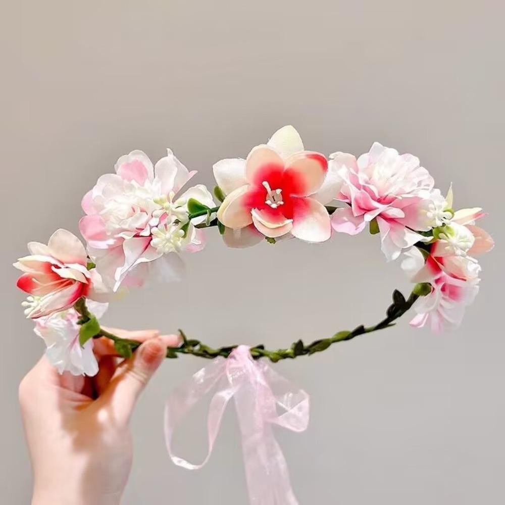 

с лентой сказочный цветочный венок искусственный цветок плетеный венок искусственные венки из роз 5