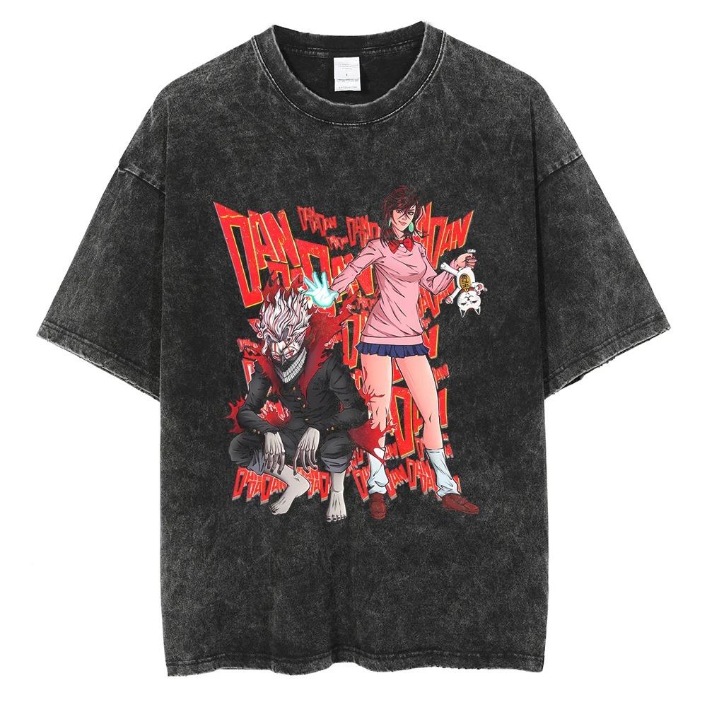 Washed Japanese Anima Dandadan T-shirt Retro Y2k Short Sleeves Harajuku Casual Cotton T-shirt Oversized Trendy Unisex T-shirt