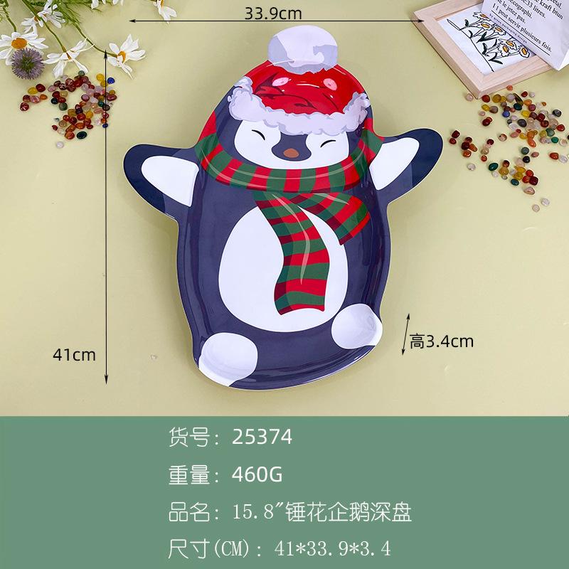 Christmas Plastic Tableware Decoration Plates Christmas Trees Pumpkin Plates Snowman Shapes