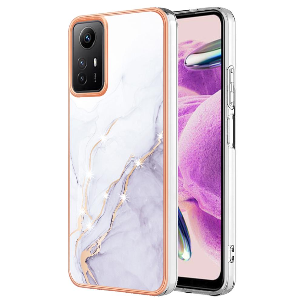 For Xiaomi Redmi Note 12S 4G TPU Case with IMD Marble Pattern Electroplated Back Cover
