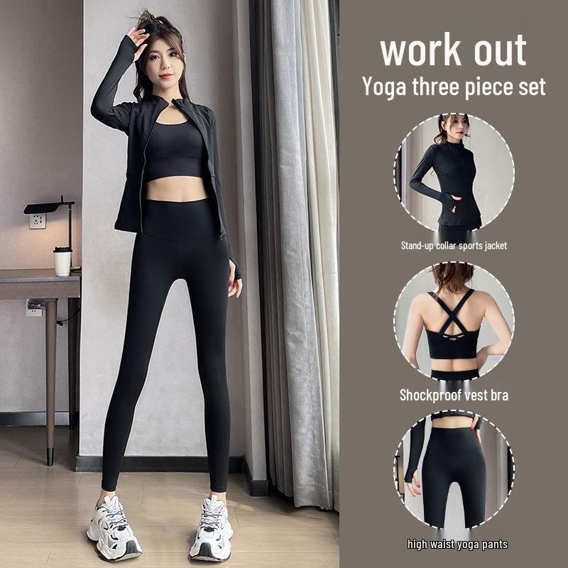 

Women s Premium Yoga & Pilates 3-Piece Set: Vest, Jacket, Pants S