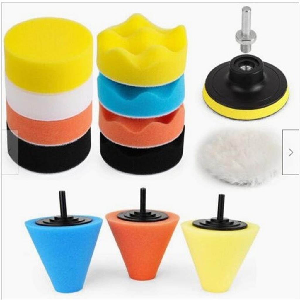 3" Sponge Foam Drill Polishing Cone Ball Pad Kit Bendable Washable Reusable Car Hub Waxing Buffing Wheel Polisher
