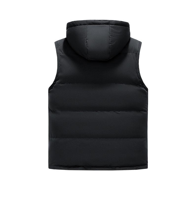Brand Hooded Vest Men Casual Waistcoat Sleeveless Padded Jacket Couples Detachable Hat Zipper Pockets Down Jackets Men Outwear