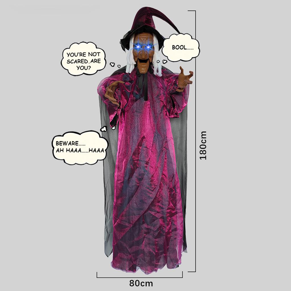 Halloween Electronic Witch Decoration, Life-size Hanging Witch Halloween Decoration, Scary Flying Electronic Witch For Halloween Decoration