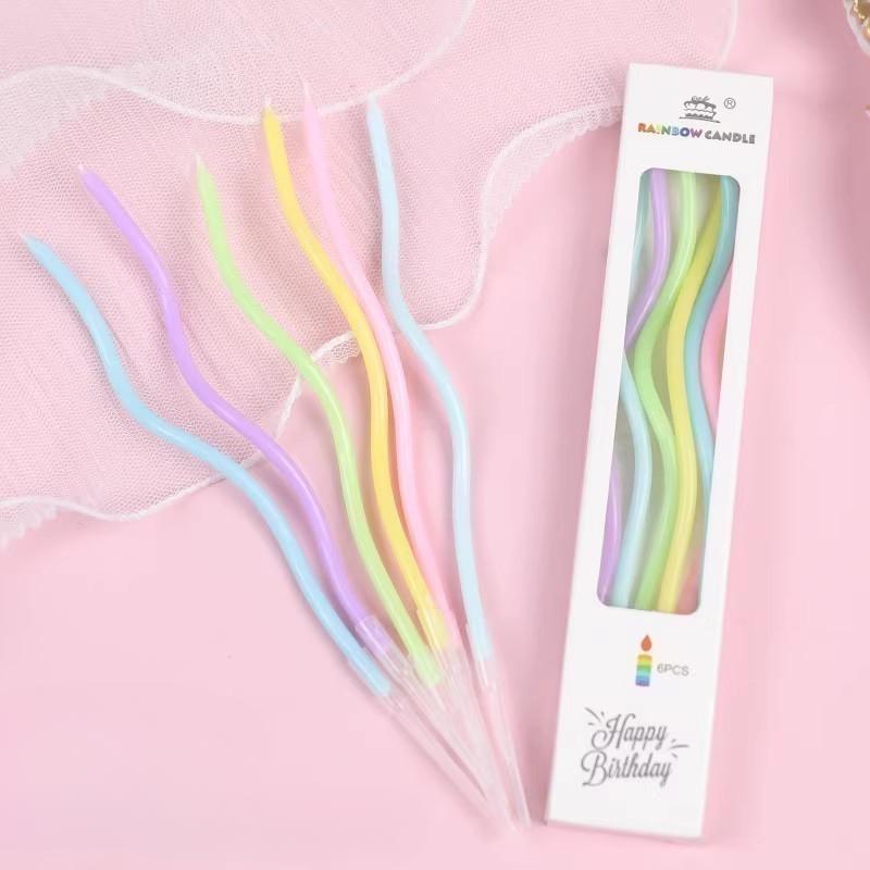 Cake Decoration Plugins, Ornaments, Vintage Curved Candles, Birthday Parties, Baking, Five Colors, Electroplating, Curved Candles