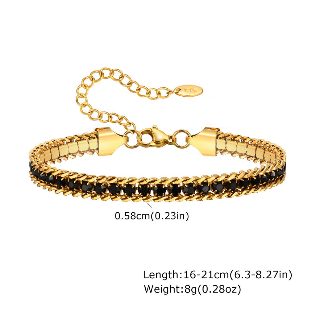 Charms Tennis Bracelet for Women, Cubic Zirconia Chain Bracelet Adjustable,Stainless Steel Miami Link CZ Bangle Gift