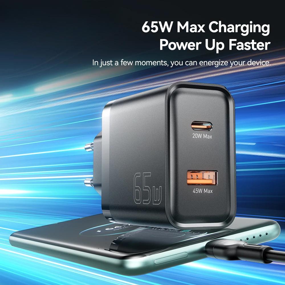 65W GaN Charger QC 4.0 PD 3.0 Type C USB Charger for iPhone 15 14 13 Pro Max Samsung Xiaomi MacBook Laptop Fast Chagers
