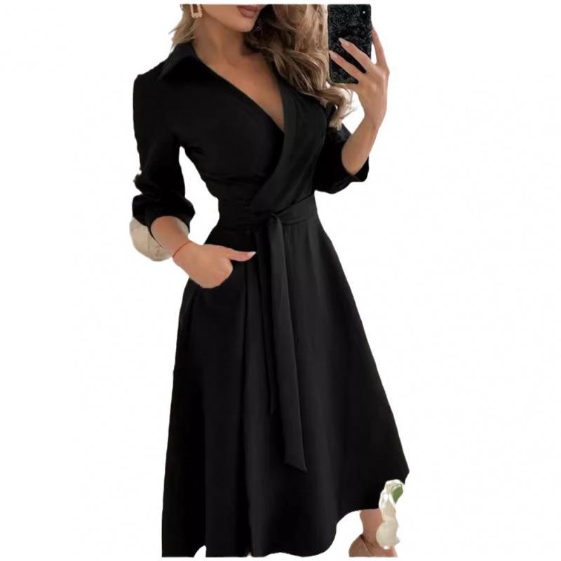 Robe Bodycon imprimée à manches longues et col en V pour femme - Printemps/Été 2024
